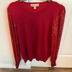 Philosophy Red Sequin Sleeve Sweatshirt